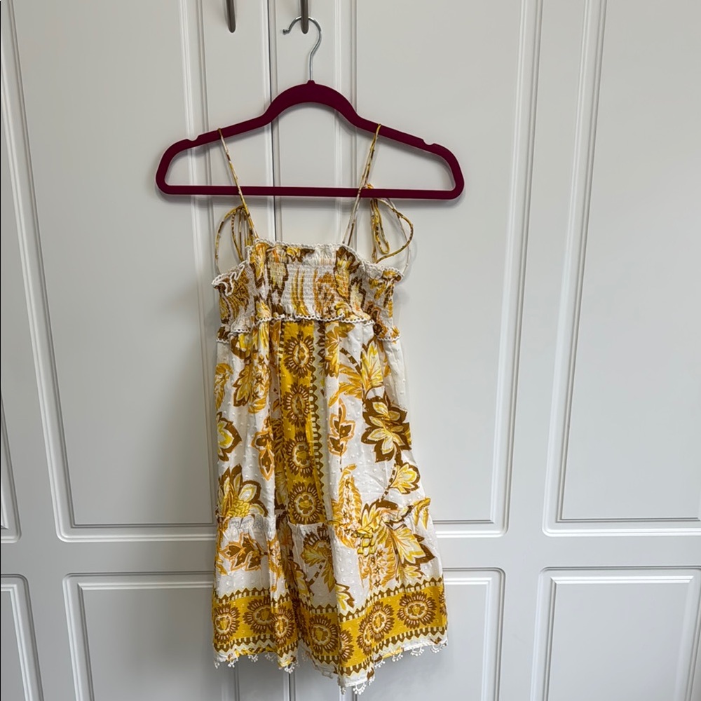 FARM Rio Yellow Floral Mini Dress